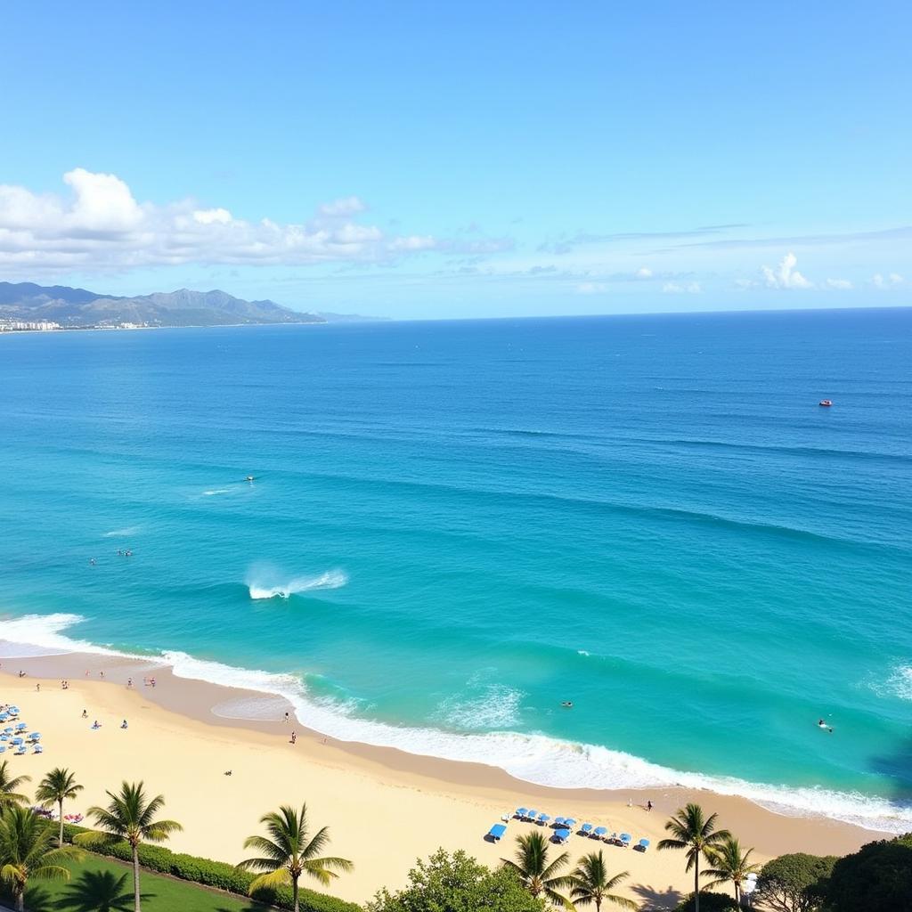 View of Waikiki Beach from a Hotel Room