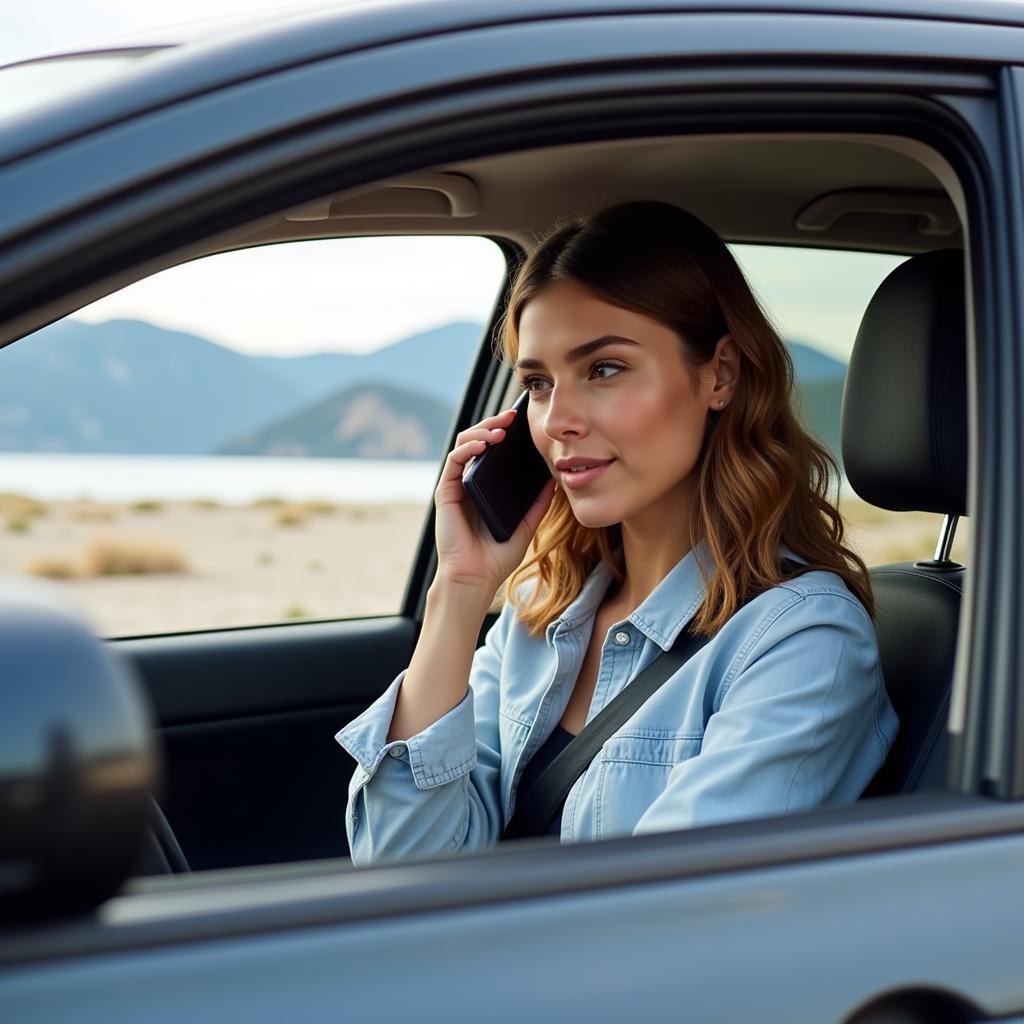 Woman Calling Car Rental Customer Service