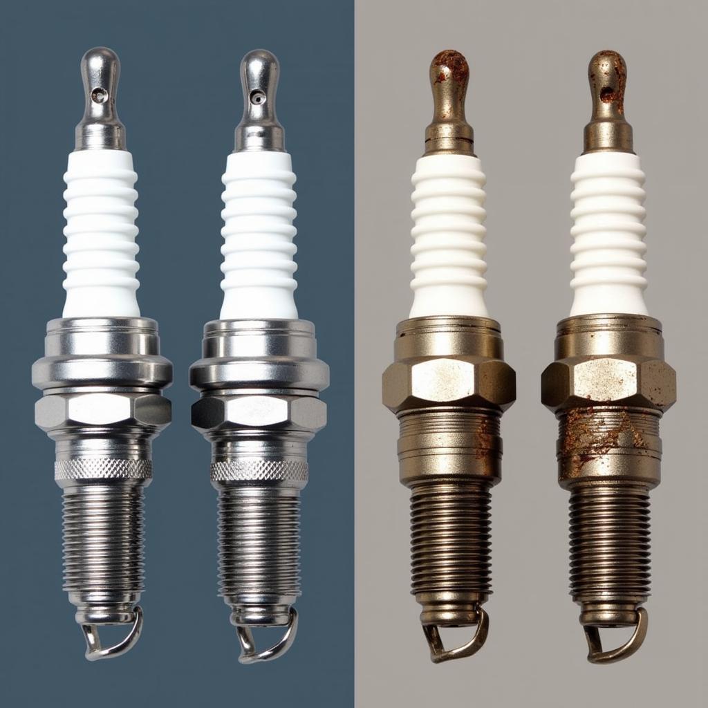 Comparison of New and Worn Spark Plugs