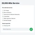 20,000 Mile Service Checklist