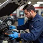 Mechanic Checking Car Engine in Bakersfield