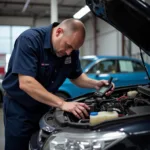 Mechanic Checking Car Engine in Bethesda