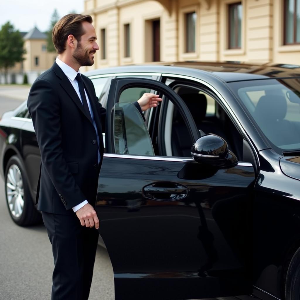 Professional Chauffeur Opening Car Door