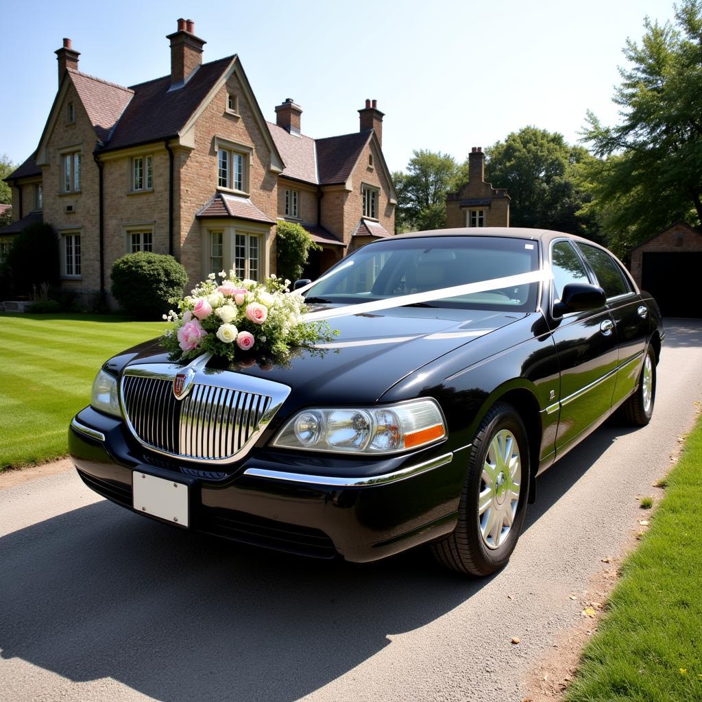 Black Limo Arriving at Wedding Venue