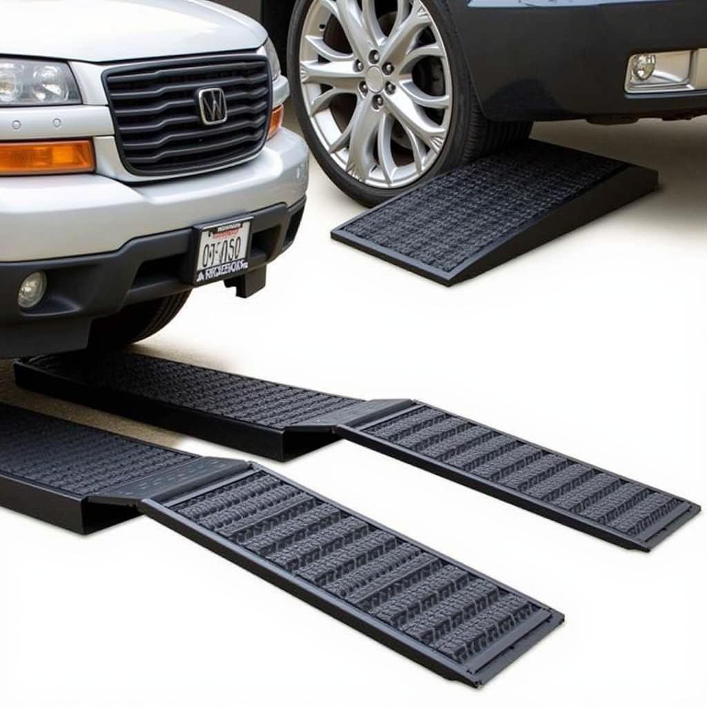 Black Widow PSR295 Plastic Car Service Ramps in Use