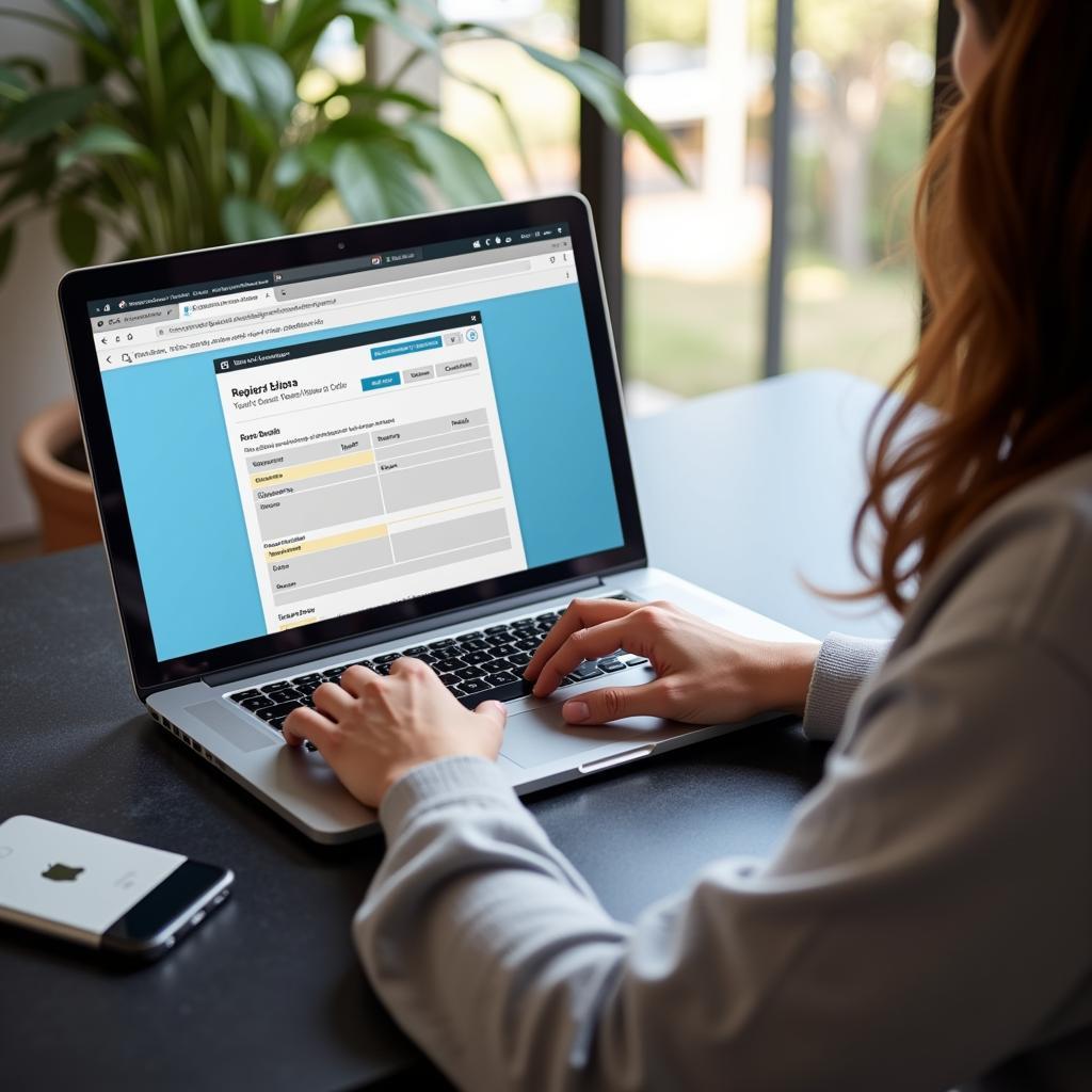 Booking a Car Service Online: A Person Using a Laptop to Reserve Transportation