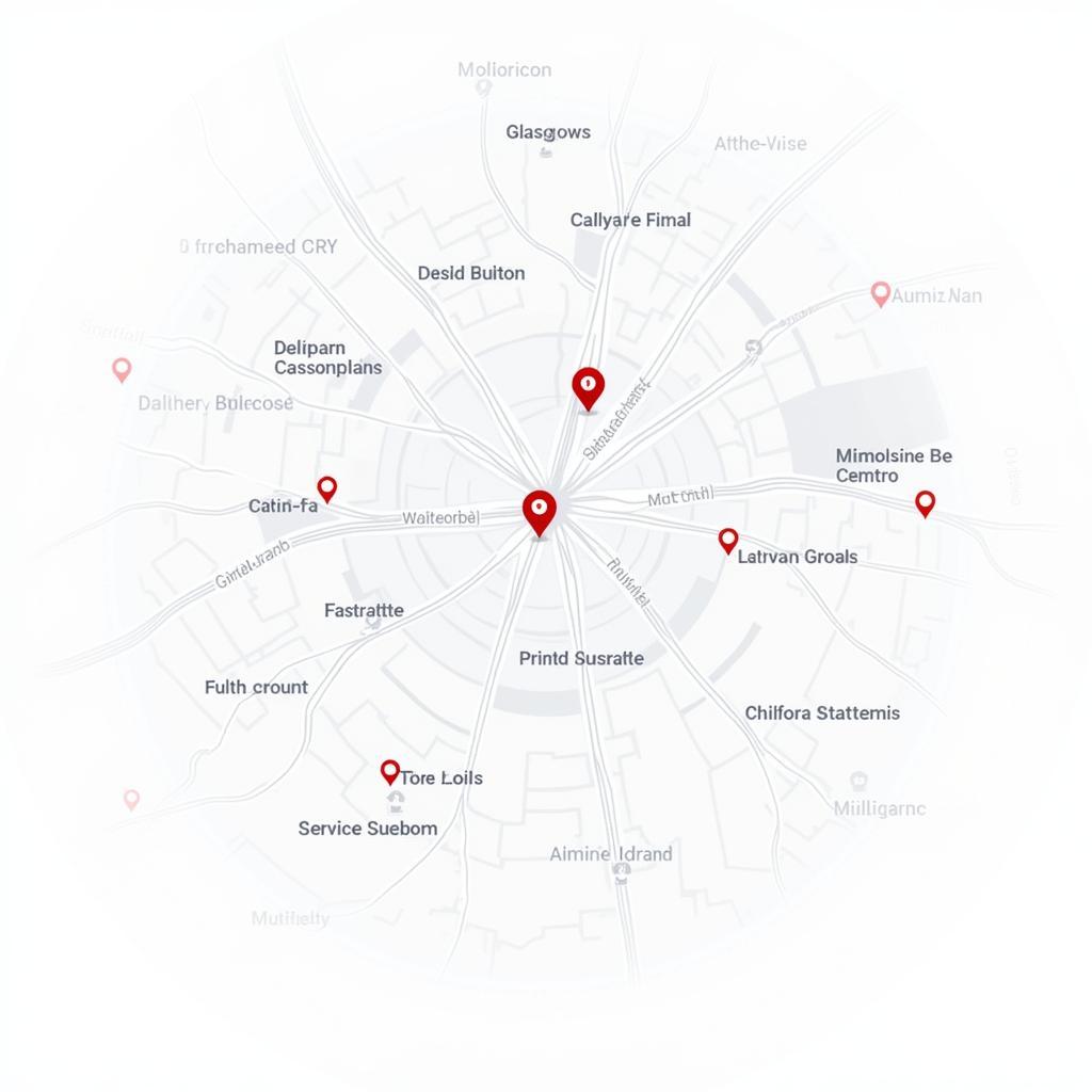 Map showing Bosch Car Service Centre locations in Glasgow