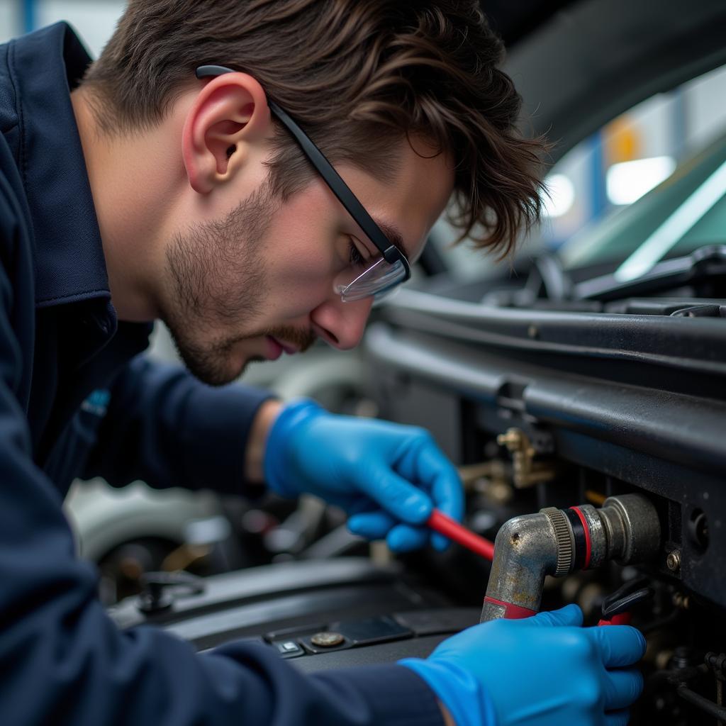 Car AC Repair Technician Working