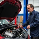 Car AC Service in Salem: A mechanic inspecting a car's AC system