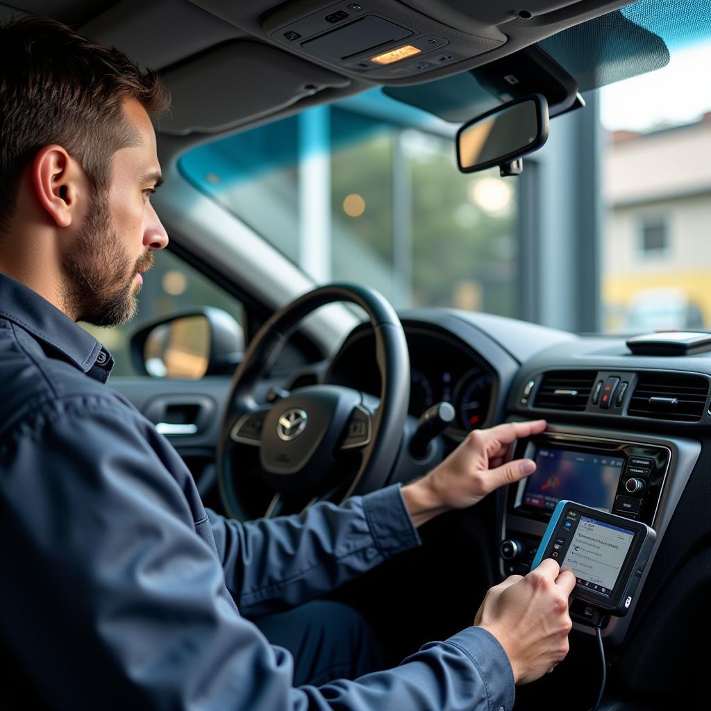 Car AC Service Solihull: A comprehensive system check being performed on a vehicle's air conditioning.