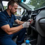 Car AC Service Technician at Work