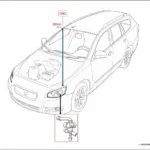 Diagram of a car's air conditioning system components.