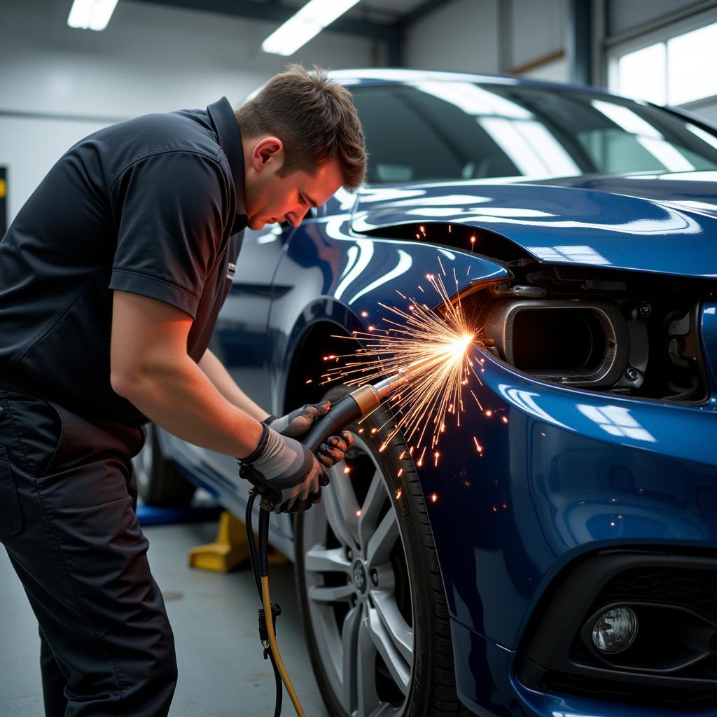 Car Body Shop Repair Process in Action