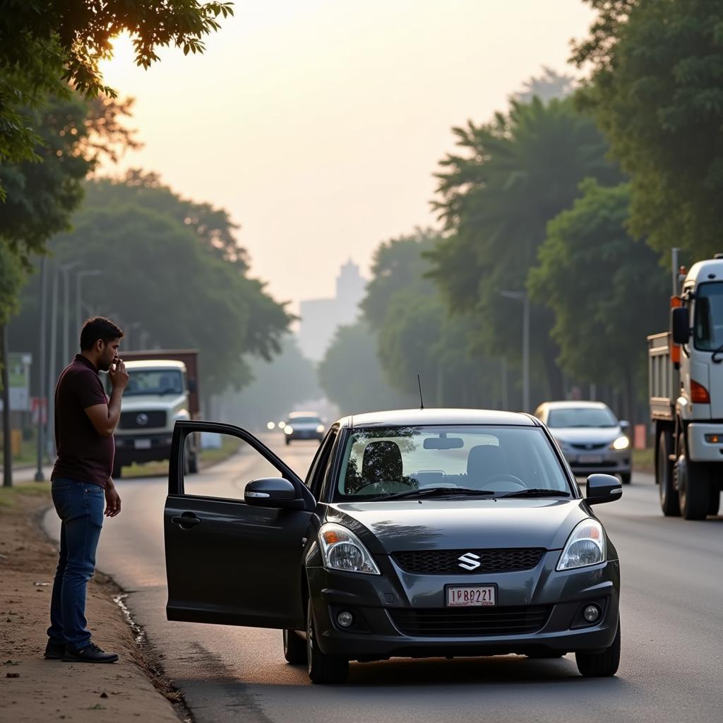 Car Breakdown in Delhi: Roadside Assistance Scene