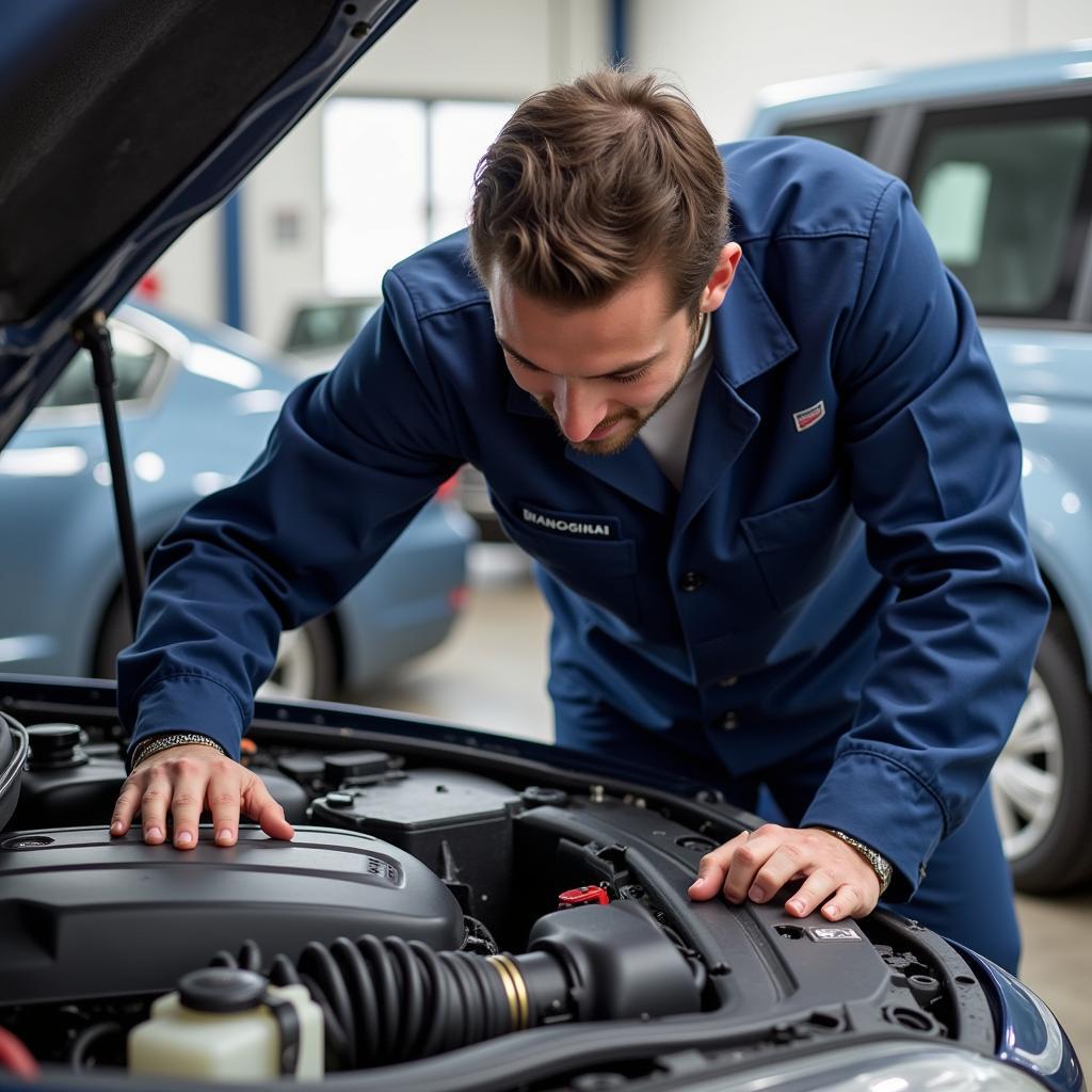 Car Consultant Inspecting Vehicle