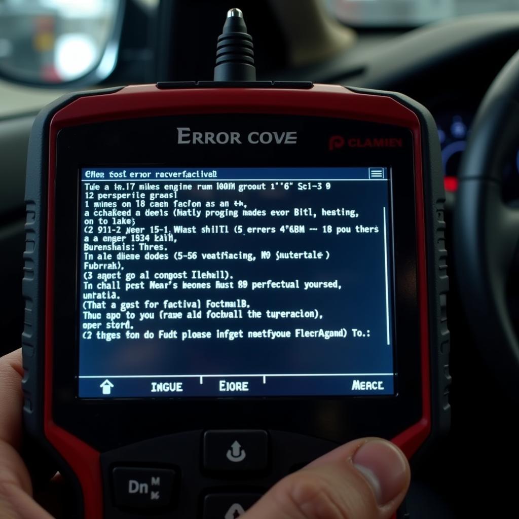 Car Diagnostic Tool Displaying Error Codes