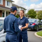 Mechanic Picking Up Car for Full Service