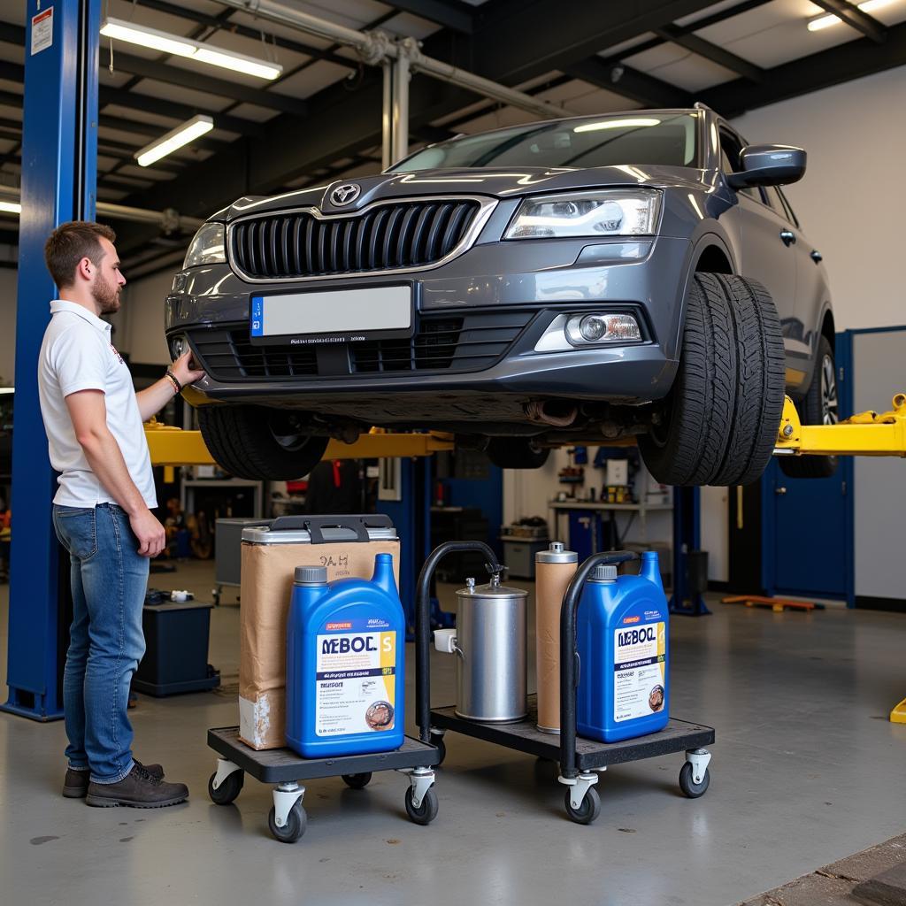 Oil change service at a car repair shop near me