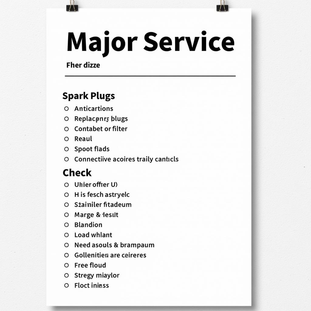 Car major service checklist