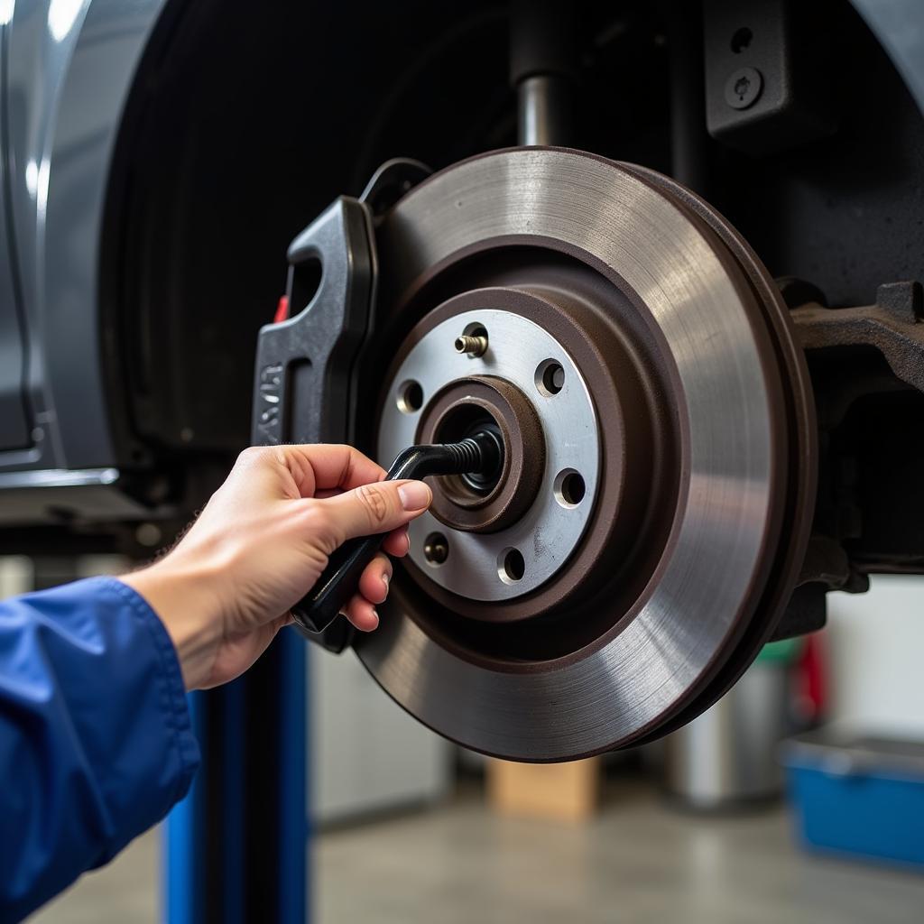 Mechanic Checking Brakes in Bathurst