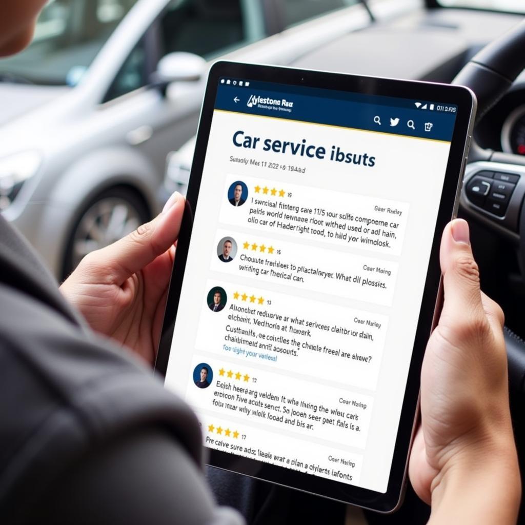 Customer Reading Online Reviews for Car Service on Aylestone Road