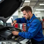 Mechanic Working on a Car in a Beacon NY Auto Repair Shop