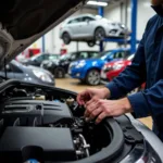 Mechanic servicing a car in Bolton