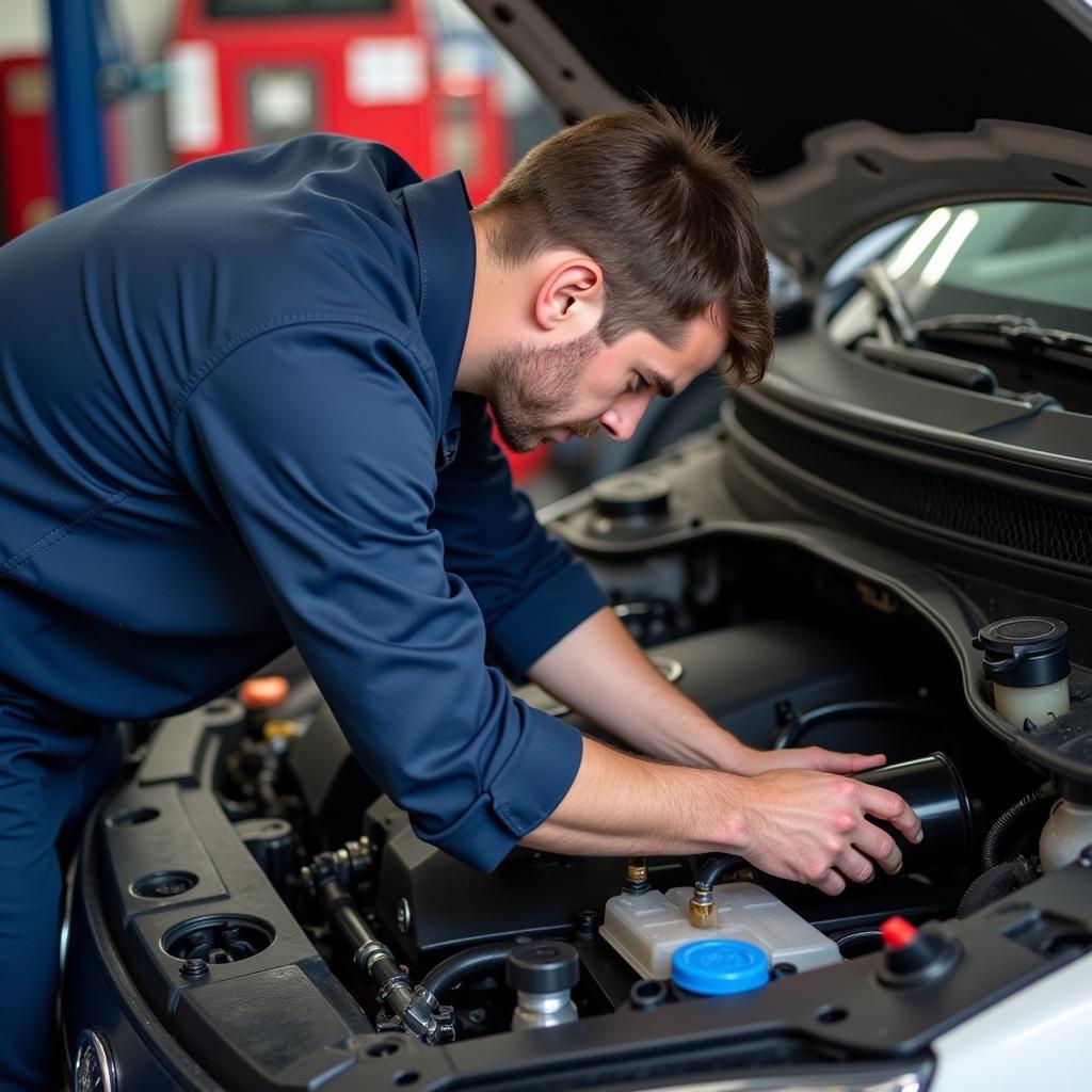 Routine Car Maintenance Being Performed