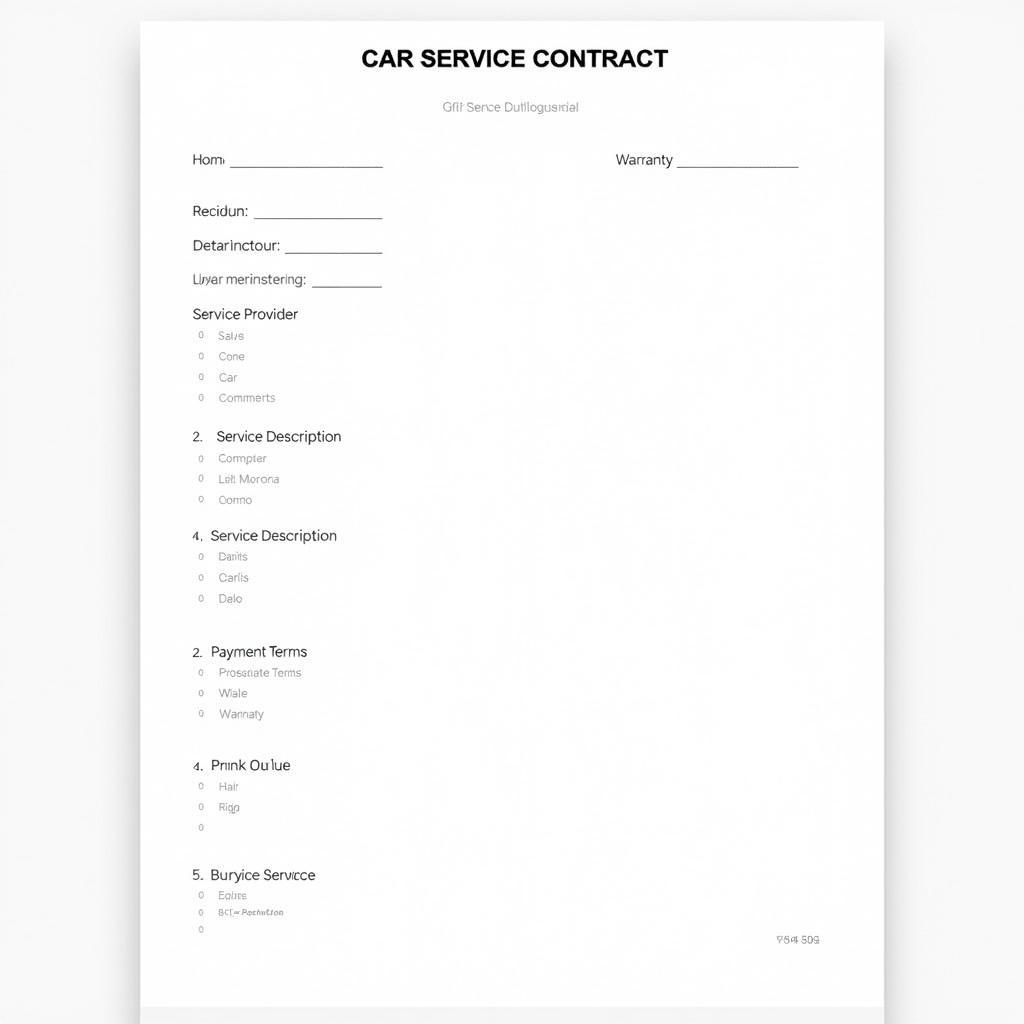 Example of a Car Service Contract Template