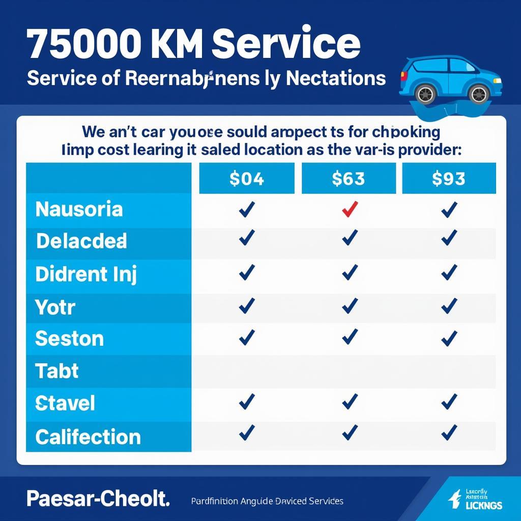 Car Service Cost Comparison Chart