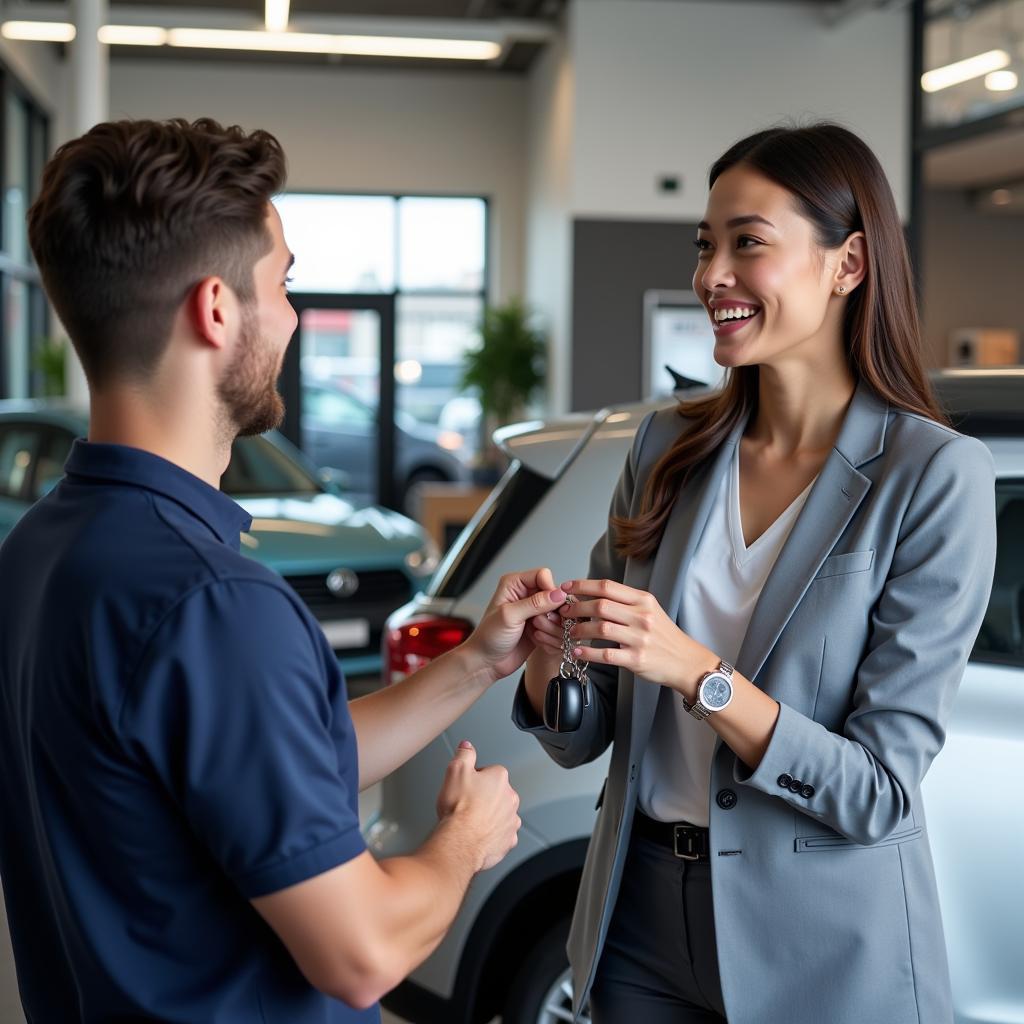 Happy Customer Receiving Car Keys