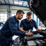 Certified Technicians Working on a Car in a Filey Garage