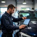 Experienced Mechanic Working on a Car in a Glasgow Garage