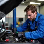 Experienced Mechanic Working on a Car in Horley