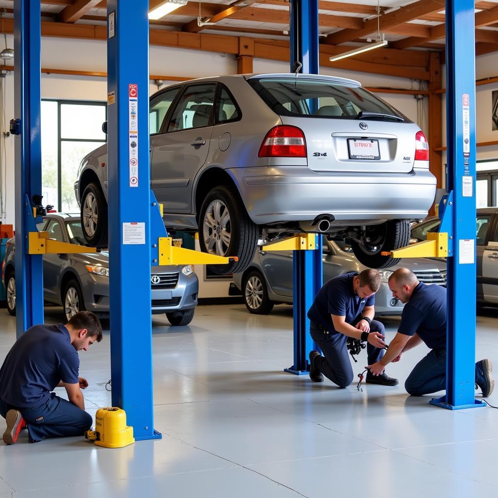 Car Service Lift Installation in a Workshop