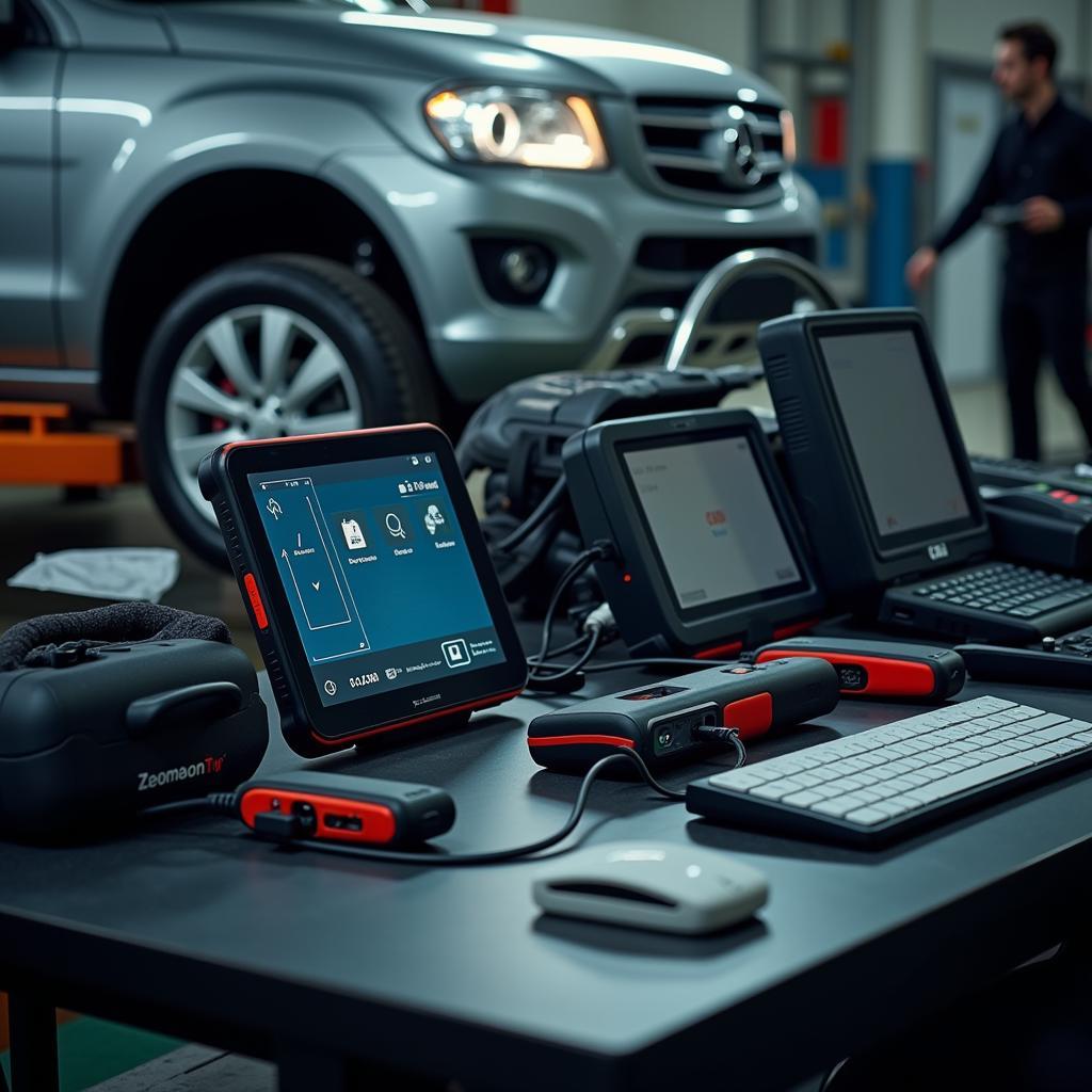 Modern Diagnostic Tools in a Local Car Service Garage