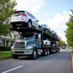 Car transport truck near me, ready to ship vehicles.