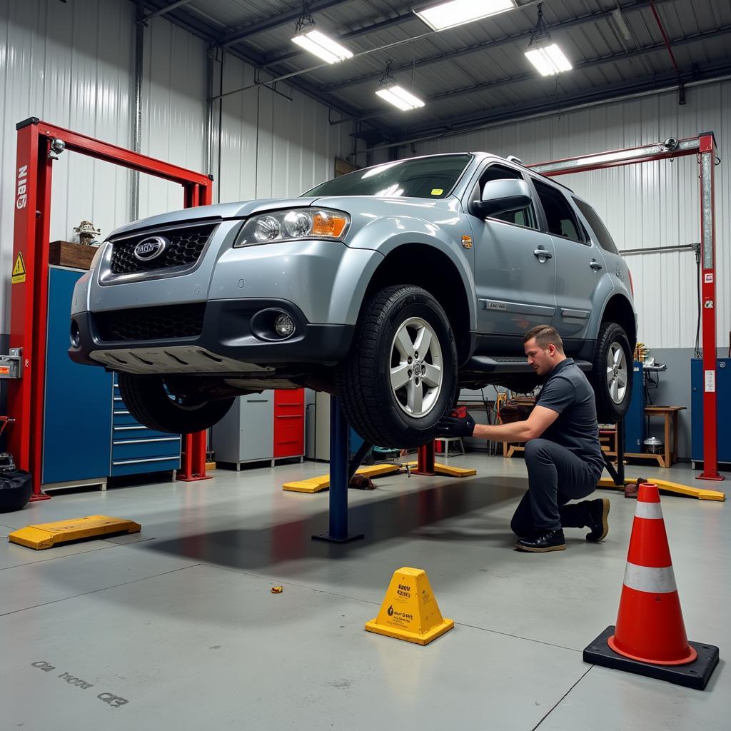 Car undergoing essential repairs during lockdown