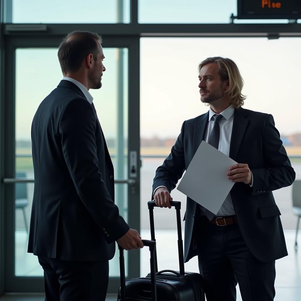 Chauffeur greeting client at airport