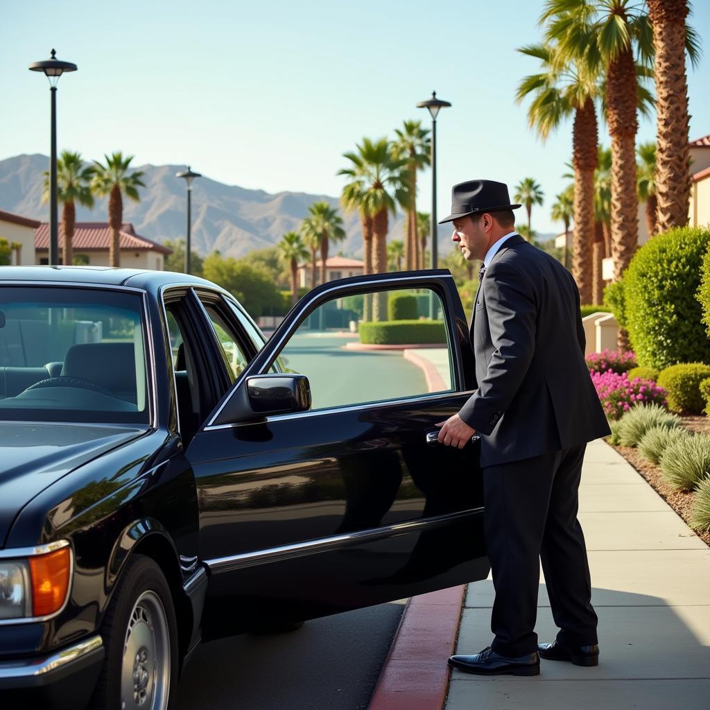 Chauffeur Opening Car Door in Palm Springs