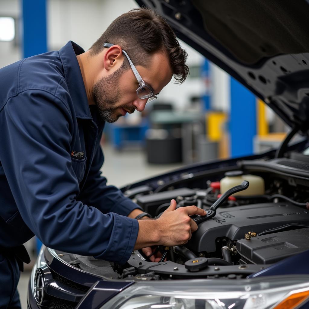 Car Mechanic Working on a Vehicle in Dubai