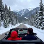 Passengers Enjoying Scenic Views from a Black Car in Beaver Creek