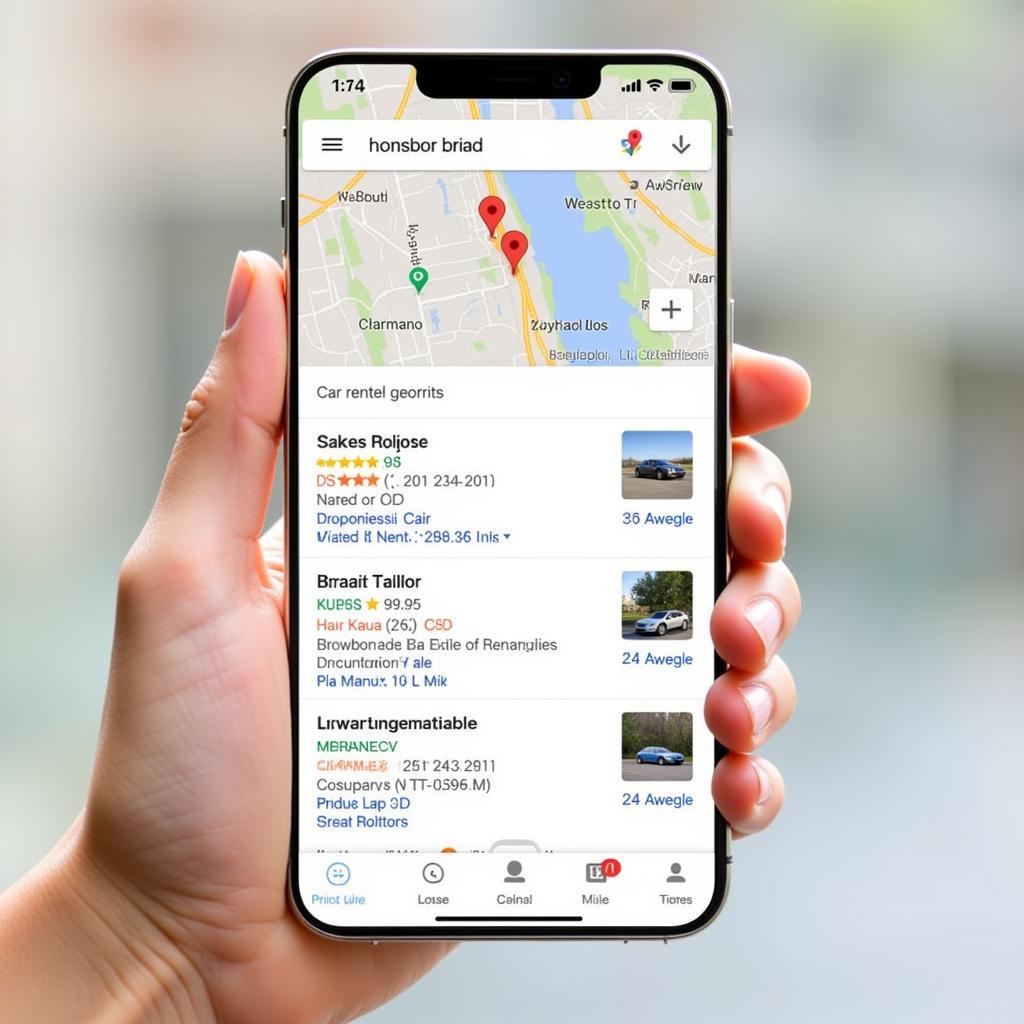 Using Google Maps to Find Nearby Car Rentals