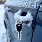 Frozen Car Door Lock in Winter