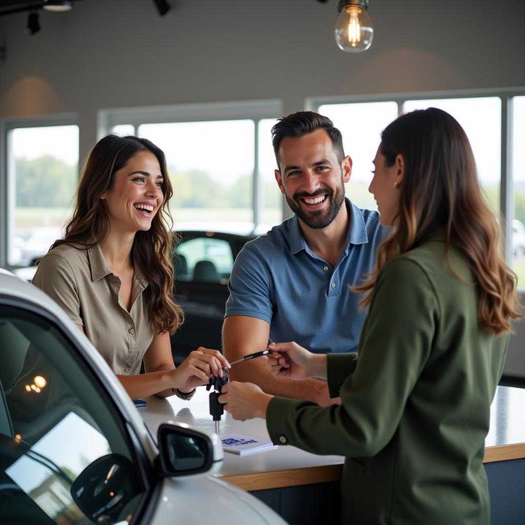 Couple Picking Up Their Rental Car