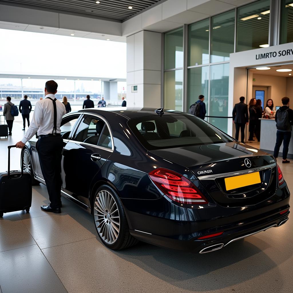 Car service waiting at London Heathrow arrival area