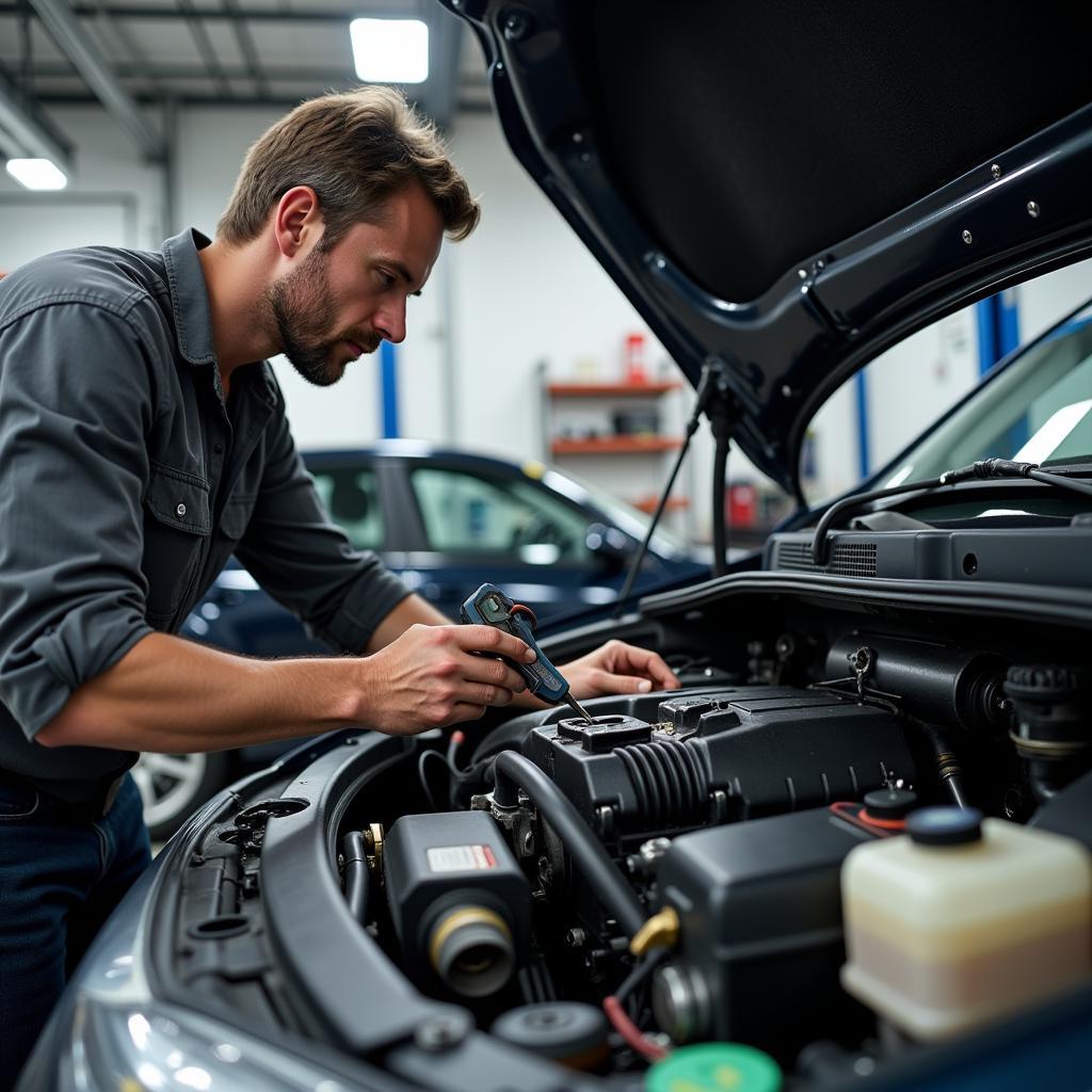 Mechanic Checking Car AC