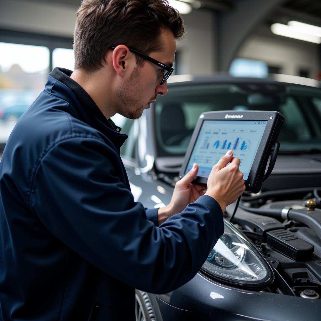 Mechanic Using Diagnostic Tools in Leeds