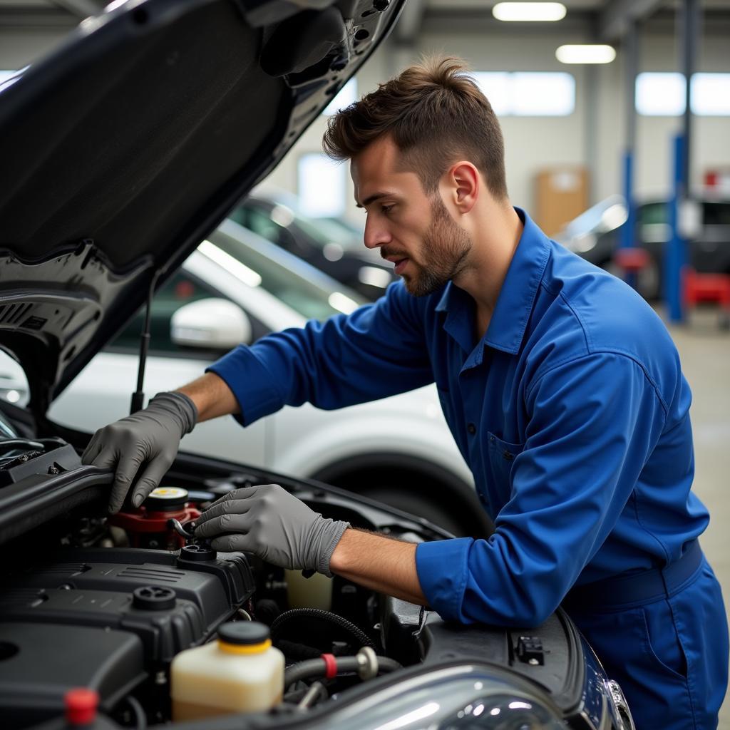 Mechanic Performing Routine Car Maintenance