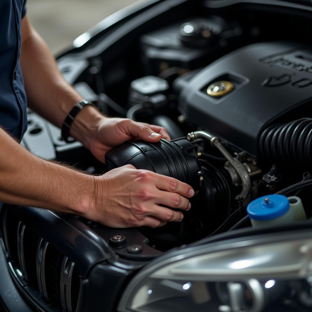 Mechanic Servicing a Car